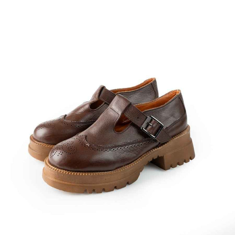 Genuine leather shoes with heel - Code 2026