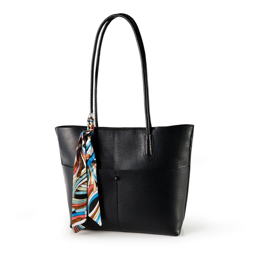 شنطة هاند جلد إيطالي أسود مع شنطة صغيرة كروس مقاس 30×35 و15×20