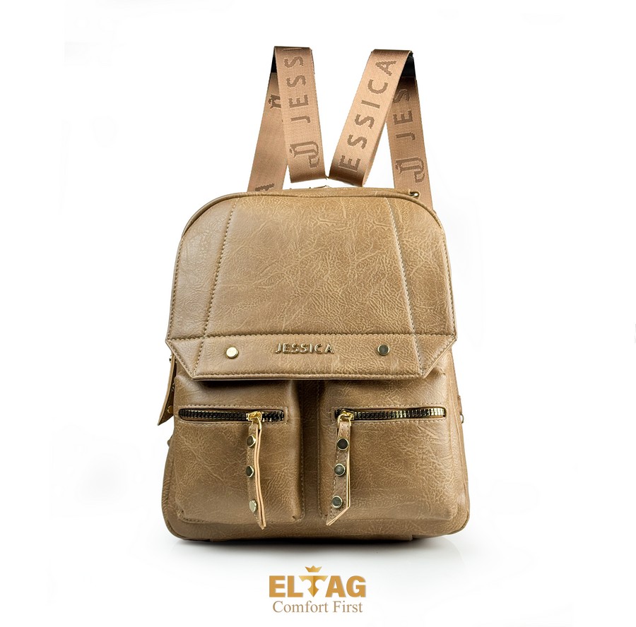 شنطة باك حريمي جلد إيطالي مستورد كافيه بدراعين ستان قابلة للفك وبجيوب داخلية وخارجية مقاس 32×26